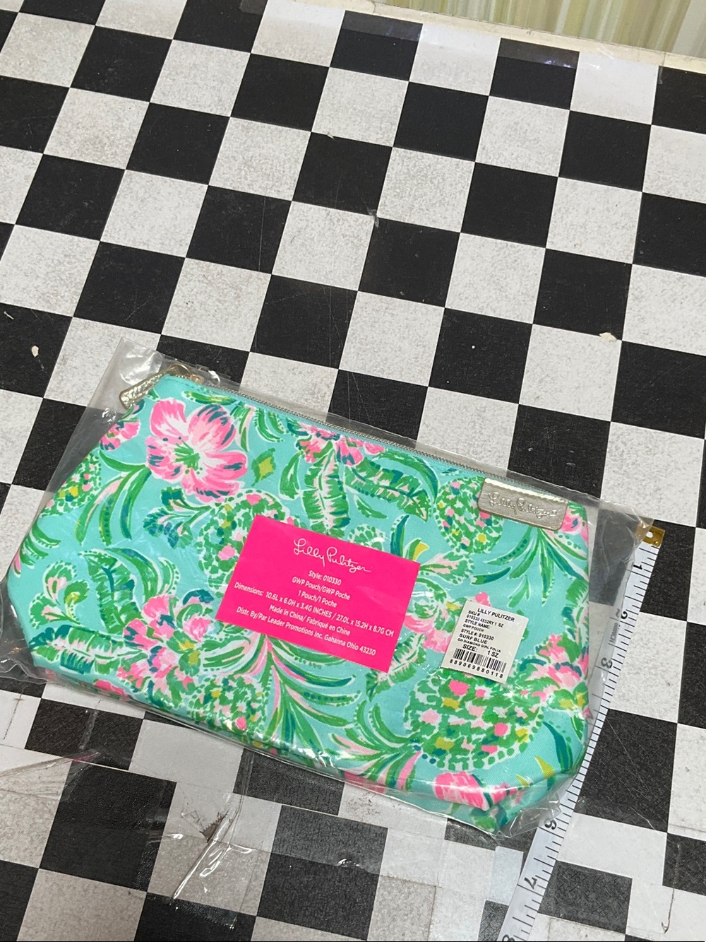 Lilly Pulitzer Turquoise & Pink Floral Zip Pouch - Picture 5 of 5